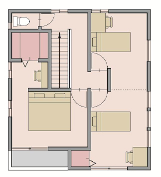 2階建て住宅間取りプラン ミニ書斎のある家 約27坪 平屋や二世帯住宅の間取りプラン 注文住宅なら福知山市の公正産業